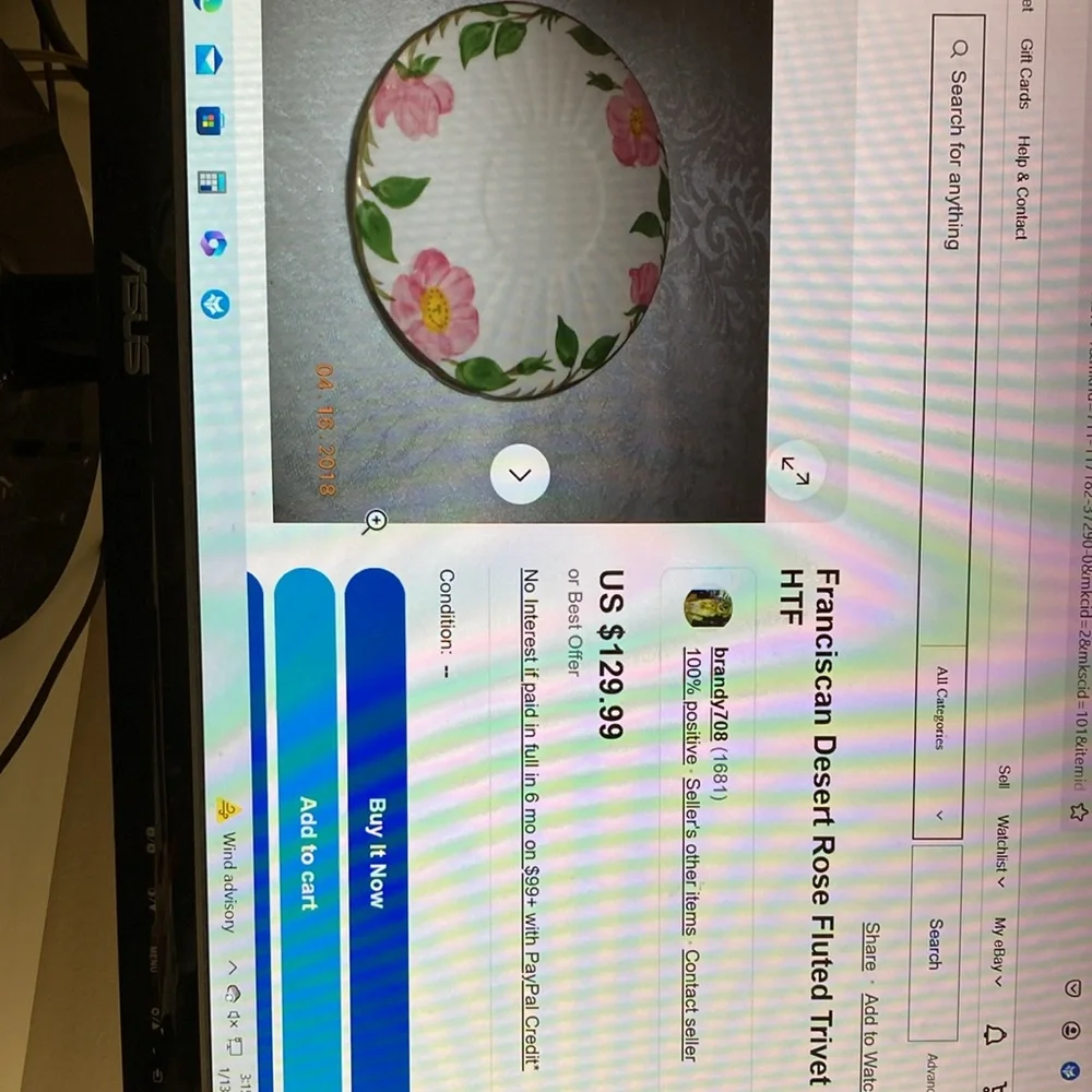 Vintage trivet. Franciscan Desert Rose trivet, # C4, l46, USA - Picture 4 of 5